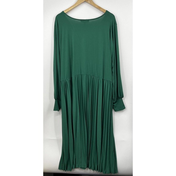 Eloquii Midi Dress Size 26 Castleton Green Knot Front Pleated Skirt Women New - Picture 6 of 7